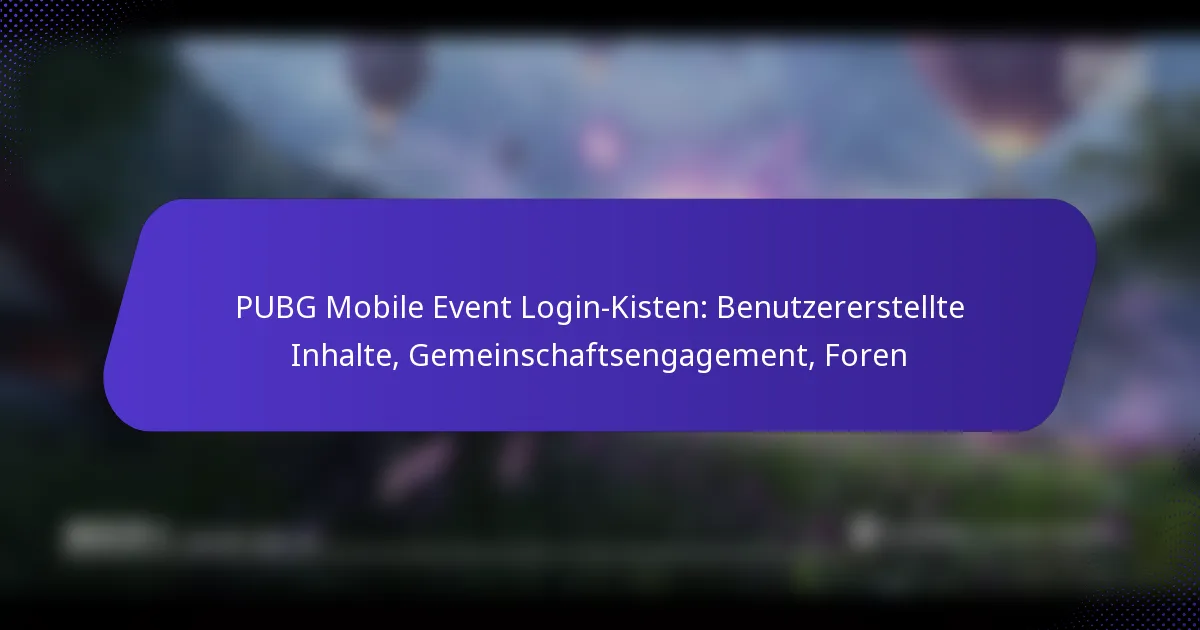 PUBG Mobile Event Login-Kisten: Benutzererstellte Inhalte, Gemeinschaftsengagement, Foren