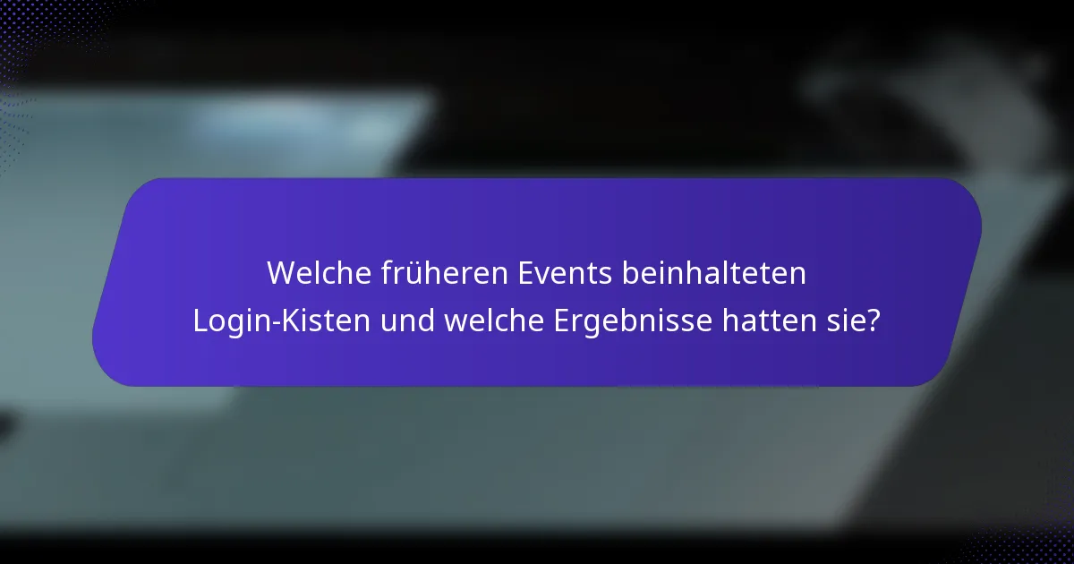Welche früheren Events beinhalteten Login-Kisten und welche Ergebnisse hatten sie?